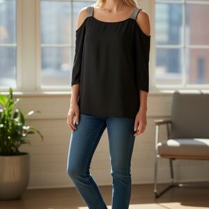 Chic Black Cold Shoulder Blouse